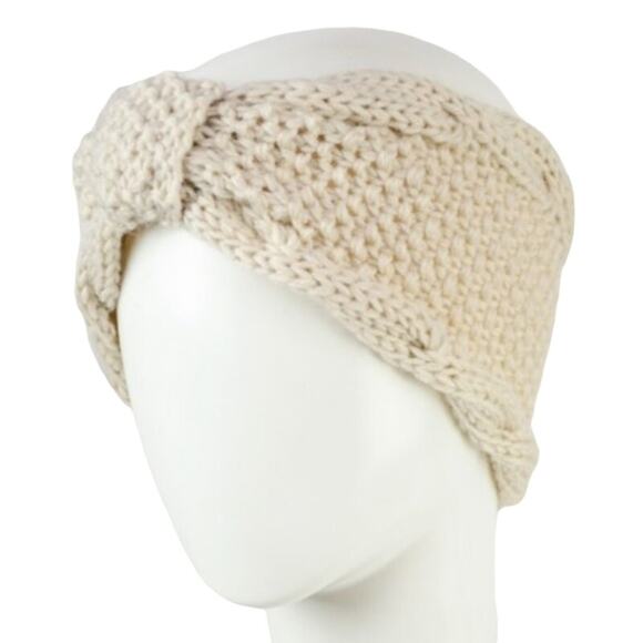 Knit Bow Headband Womens One Size Ivory Fall Winter Cute Stylish Cozy Ear Warmer - Picture 1 of 5